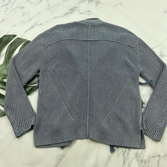 Sundance Open Front Cardigan Sweater Size S Light Blue Fringe Trim Chunky - Picture 8 of 12